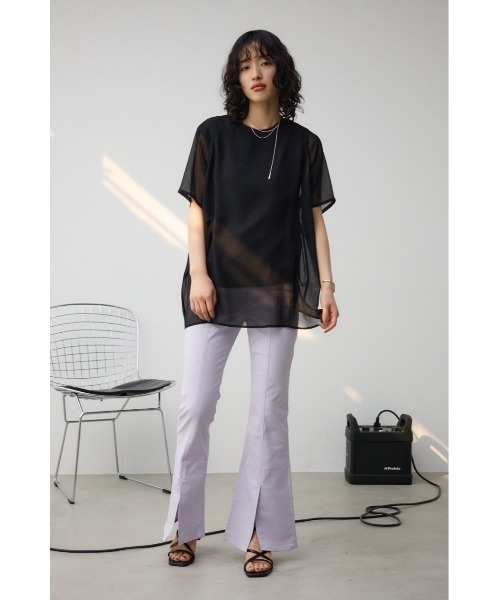 AZUL by moussy(アズールバイマウジー)の「リバーシブルシアードッキングトップス(Tシャツ/カットソー・レディース・ブラック/アイボリー/ライトカーキ・SMALL/MEDIUM)」の4枚目の写真