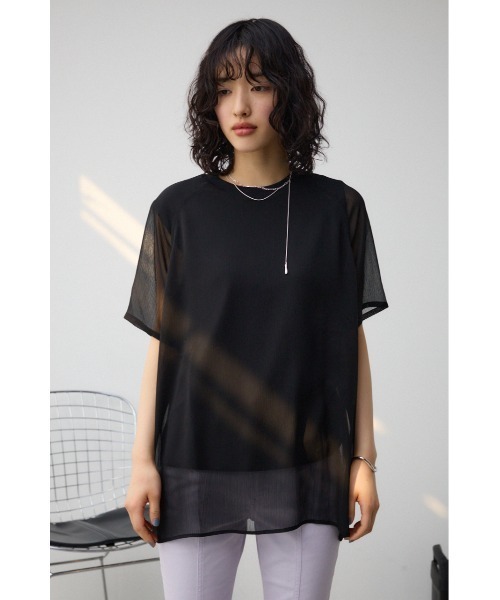 AZUL by moussy(アズールバイマウジー)の「リバーシブルシアードッキングトップス(Tシャツ/カットソー・レディース・ブラック/アイボリー/ライトカーキ・SMALL/MEDIUM)」の5枚目の写真