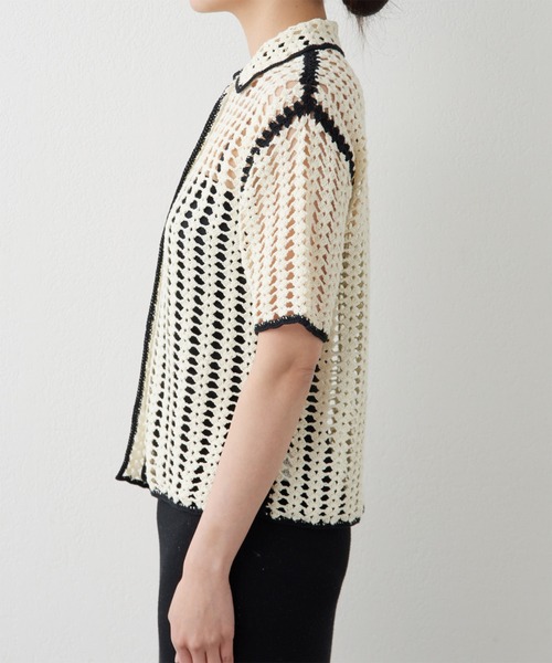 【ガリャルダガランテ】カーディガン　かぎ針　編み　ホワイト GALLARDAGALANTE（ガリャルダガランテ）の「【HERITANOVUM】かぎ針