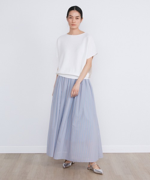 INED(イネド)の「ホールガーメント イスラエルGIZAコットンフレンチスリーブサマーニット(ニット/セーター・レディース・マスタード/ベージュ/その他/ブラック/ブルー・9号)」の6枚目の写真