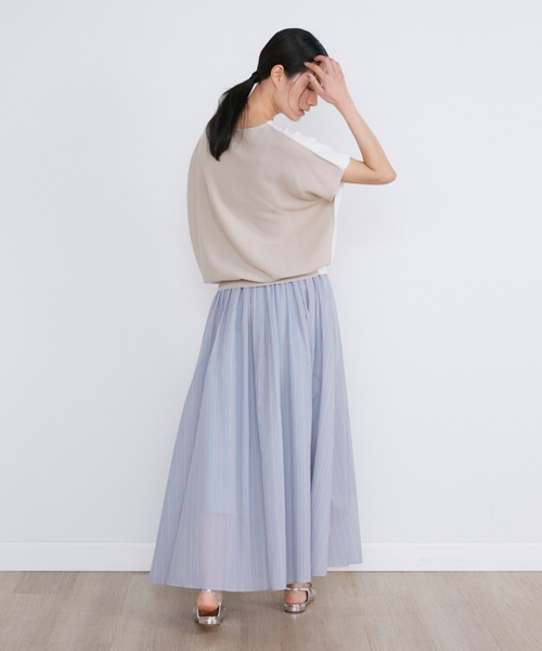 INED(イネド)の「ホールガーメント イスラエルGIZAコットンフレンチスリーブサマーニット(ニット/セーター・レディース・マスタード/ベージュ/その他/ブラック/ブルー・9号)」の8枚目の写真