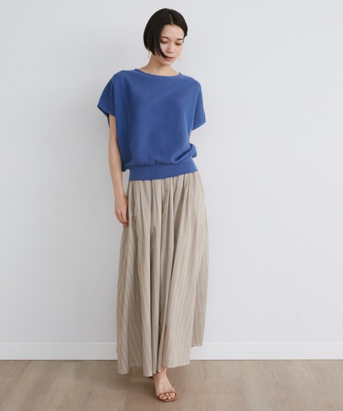 INED(イネド)の「ホールガーメント イスラエルGIZAコットンフレンチスリーブサマーニット(ニット/セーター・レディース・マスタード/ベージュ/その他/ブラック/ブルー・9号)」の10枚目の写真