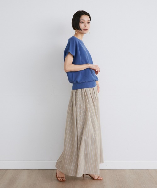 INED(イネド)の「ホールガーメント イスラエルGIZAコットンフレンチスリーブサマーニット(ニット/セーター・レディース・マスタード/ベージュ/その他/ブラック/ブルー・9号)」の11枚目の写真