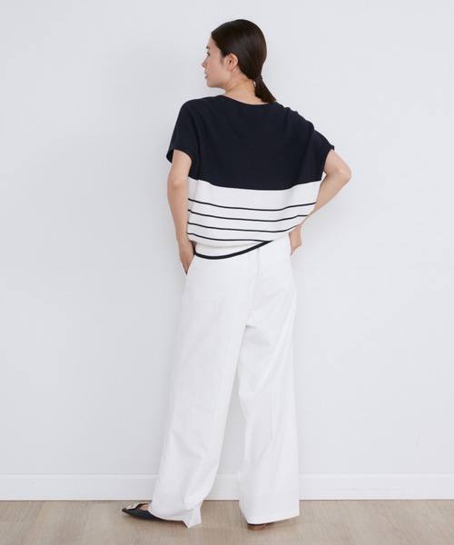 INED(イネド)の「ホールガーメント イスラエルGIZAコットンフレンチスリーブサマーニット(ニット/セーター・レディース・マスタード/ベージュ/その他/ブラック/ブルー・9号)」の13枚目の写真