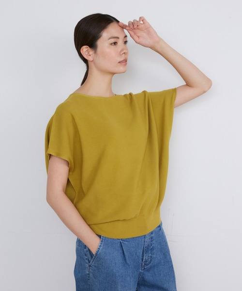 INED(イネド)の「ホールガーメント イスラエルGIZAコットンフレンチスリーブサマーニット(ニット/セーター・レディース・マスタード/ベージュ/その他/ブラック/ブルー・9号)」の19枚目の写真