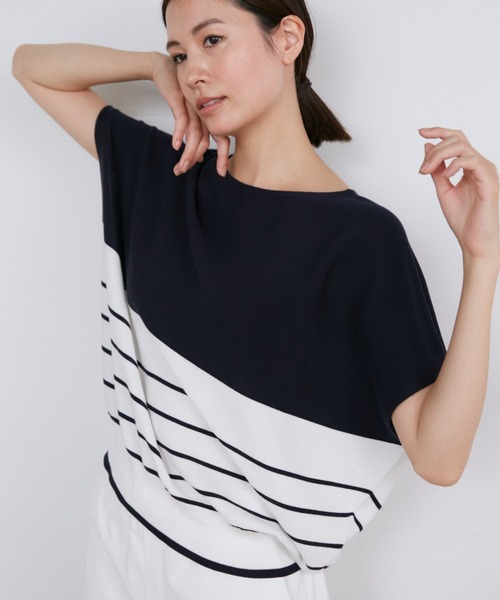 INED(イネド)の「ホールガーメント イスラエルGIZAコットンフレンチスリーブサマーニット(ニット/セーター・レディース・マスタード/ベージュ/その他/ブラック/ブルー・9号)」の20枚目の写真