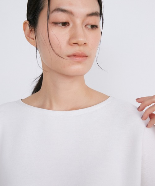 INED(イネド)の「ホールガーメント イスラエルGIZAコットンフレンチスリーブサマーニット(ニット/セーター・レディース・マスタード/ベージュ/その他/ブラック/ブルー・9号)」の21枚目の写真