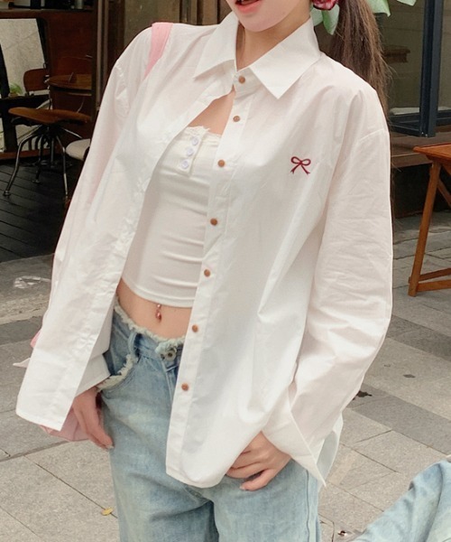 セール】リボン刺繍シャツ（シャツ/ブラウス）｜GEMEDA（ジェメダ）の