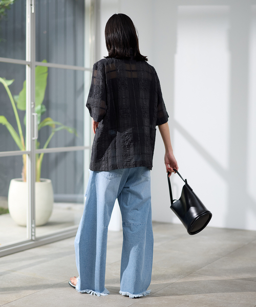 【ジャーナルスタンダード】シアーチェックシャツジャケット 半袖　【フリーサイズ】 ジャーナルスタンダード】シアーチェックシャツジャケット 半袖