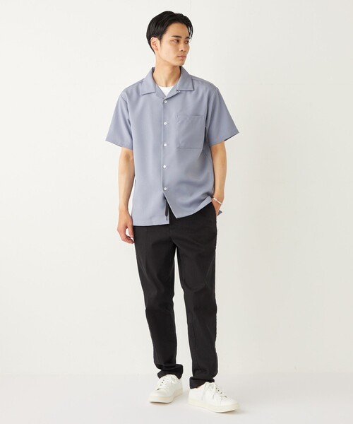 SHIPS Colors(シップス カラーズ)の「SHIPS Colors:ポリトロ オープンカラー シャツ(セットアップ対応可能)◇(シャツ/ブラウス・メンズ・ブラック/ブラウン/ブルー/ベージュ/ネイビー・MEDIUM/LARGE/X-LARGE)」の6枚目の写真