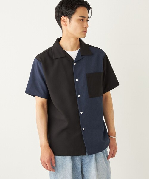 【BLACK】<H>ポリエステルローン オープンカラーシャツ H＞ポリエステルローン オープンカラーシャツ