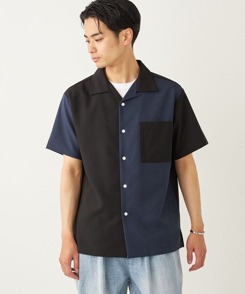 SHIPS Colors(シップス カラーズ)の「SHIPS Colors:ポリトロ オープンカラー シャツ(セットアップ対応可能)◇(シャツ/ブラウス・メンズ・ブラック/ブラウン/ブルー/ベージュ/ネイビー・MEDIUM/LARGE/X-LARGE)」の8枚目の写真