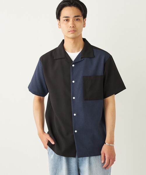 SHIPS Colors(シップス カラーズ)の「SHIPS Colors:ポリトロ オープンカラー シャツ(セットアップ対応可能)◇(シャツ/ブラウス・メンズ・ブラック/ブラウン/ブルー/ベージュ/ネイビー・MEDIUM/LARGE/X-LARGE)」の9枚目の写真