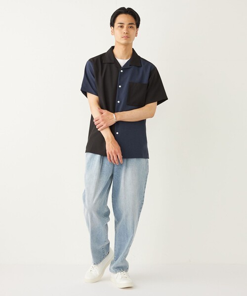 SHIPS Colors(シップス カラーズ)の「SHIPS Colors:ポリトロ オープンカラー シャツ(セットアップ対応可能)◇(シャツ/ブラウス・メンズ・ブラック/ブラウン/ブルー/ベージュ/ネイビー・MEDIUM/LARGE/X-LARGE)」の12枚目の写真