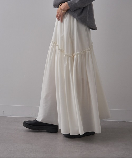SETUP7（セットアップセブン）の「【SETUP7】Frilled Skirt フリルスカート（スカート・レディース・ホワイト/ブラウン/ブラック/チャコールグレー・S/M）」の2枚目の写真