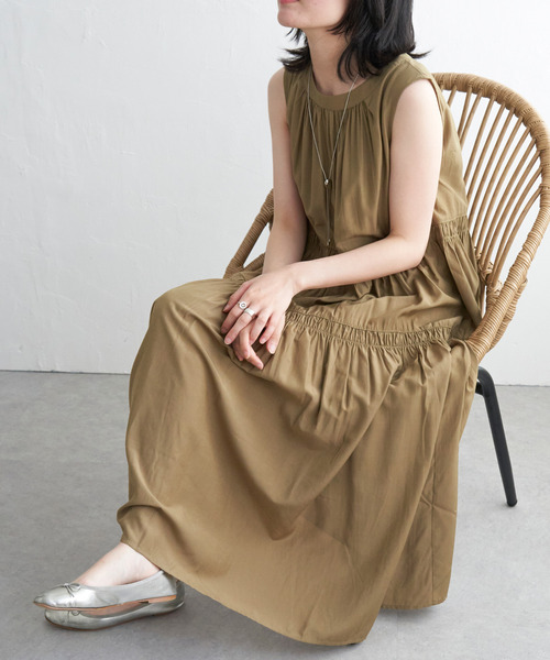 VENCEEXCHANGE（ヴァンスエクスチェンジ）の「後ろリボンシャーリングワンピース（ワンピース・レディース・オリーブ/ブラック/ブルー・FREE）」の5枚目の写真