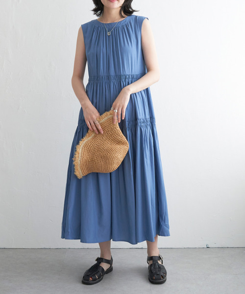 VENCEEXCHANGE（ヴァンスエクスチェンジ）の「後ろリボンシャーリングワンピース（ワンピース・レディース・オリーブ/ブラック/ブルー・FREE）」の9枚目の写真