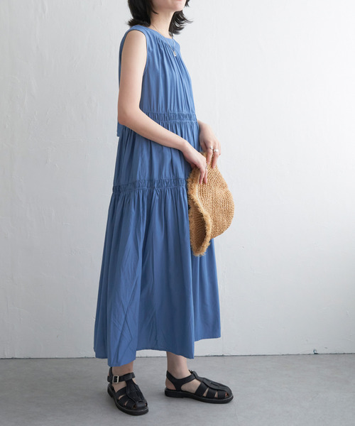 VENCEEXCHANGE（ヴァンスエクスチェンジ）の「後ろリボンシャーリングワンピース（ワンピース・レディース・オリーブ/ブラック/ブルー・FREE）」の12枚目の写真