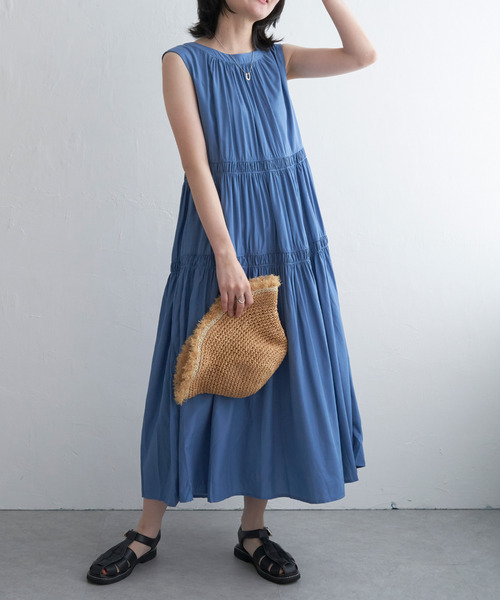 VENCEEXCHANGE（ヴァンスエクスチェンジ）の「後ろリボンシャーリングワンピース（ワンピース・レディース・オリーブ/ブラック/ブルー・FREE）」の13枚目の写真