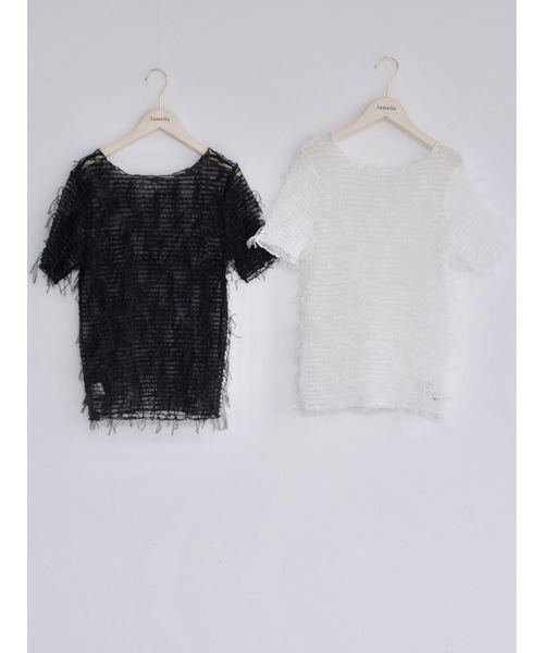 JUMELLE(ジュメロ)の「fringe mesh top(Tシャツ/カットソー・レディース・ホワイト/ブラック・MEDIUM)」の11枚目の写真