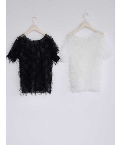 JUMELLE(ジュメロ)の「fringe mesh top(Tシャツ/カットソー・レディース・ホワイト/ブラック・MEDIUM)」の15枚目の写真