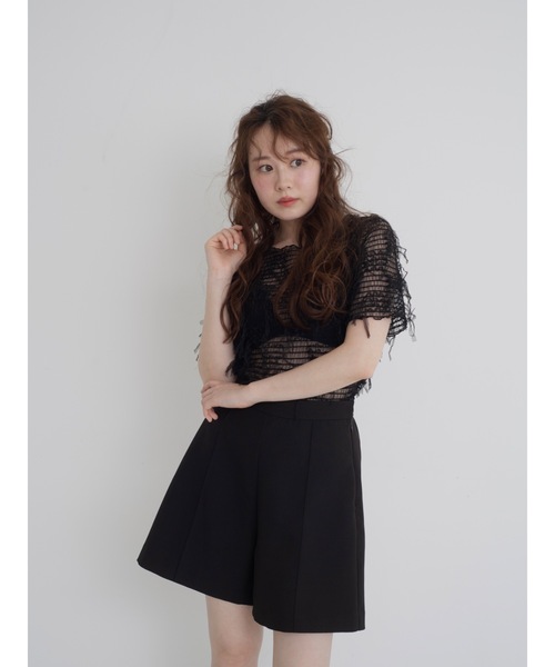 JUMELLE(ジュメロ)の「fringe mesh top(Tシャツ/カットソー・レディース・ホワイト/ブラック・MEDIUM)」の9枚目の写真
