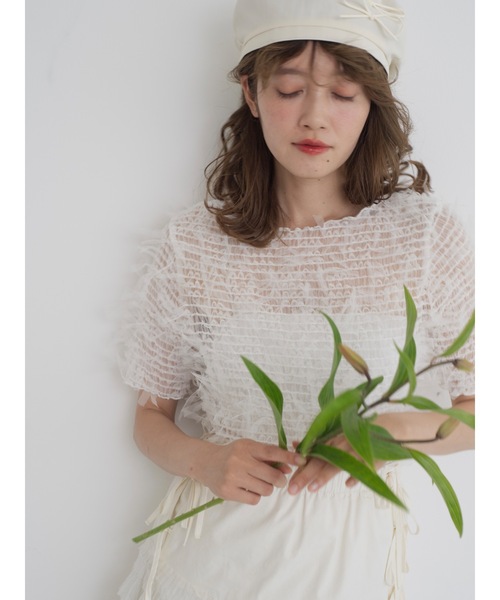 JUMELLE(ジュメロ)の「fringe mesh top(Tシャツ/カットソー・レディース・ホワイト/ブラック・MEDIUM)」の3枚目の写真