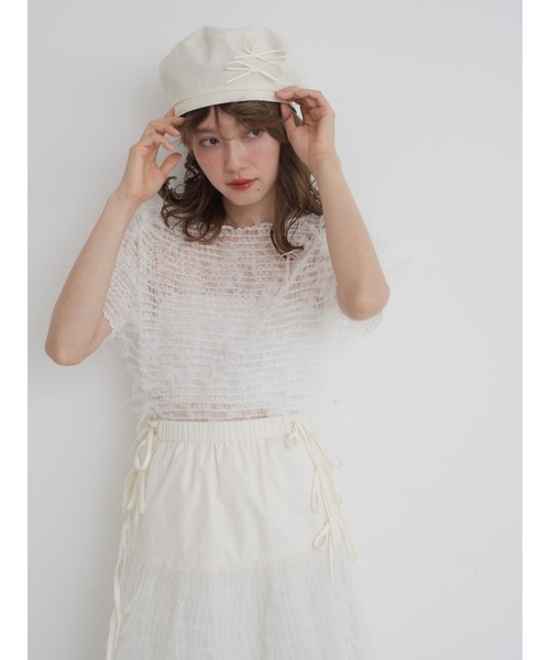 JUMELLE(ジュメロ)の「fringe mesh top(Tシャツ/カットソー・レディース・ホワイト/ブラック・MEDIUM)」の5枚目の写真