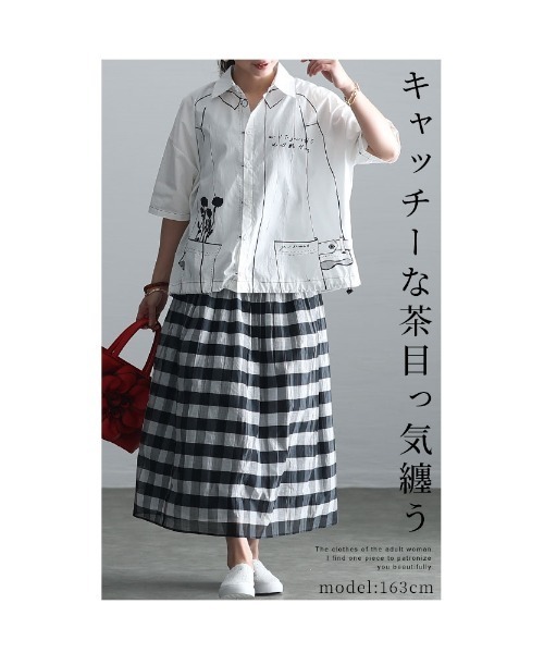 Sawa a la mode(サワアラモード)の「イラスト柄オーバーシャツ(シャツ/ブラウス・レディース・ホワイト・FREE)」の2枚目の写真