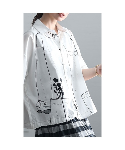 Sawa a la mode(サワアラモード)の「イラスト柄オーバーシャツ(シャツ/ブラウス・レディース・ホワイト・FREE)」の17枚目の写真