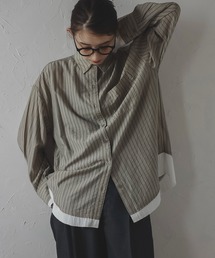 MINERTE（ミネルテ）の「【MINERTE】layered stripe shirt / レイヤードストライプオーバーサイズシャツ（シャツ/ブラウス）」