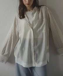 MINERTE | 【MINERTE】layered stripe shirt / レイヤードストライプオーバーサイズシャツ(シャツ/ブラウス)