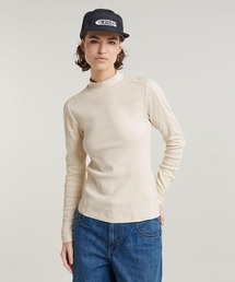SLIM RIB MOCK TOP/パネルデザインスリムリブモックネックロングスリーブTシャツ