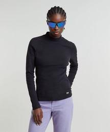 SLIM RIB MOCK TOP/パネルデザインスリムリブモックネックロングスリーブTシャツ
