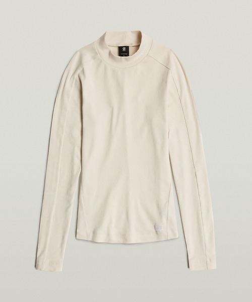 tシャツ SLIM RIB MOCK TOP/パネルデザインスリムリブモックネックロングスリーブT レディース セール】SLIM RIB MOCK TOP/パネルデザインスリムリブモック