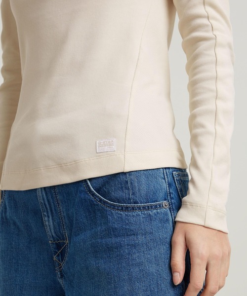 セール】SLIM RIB MOCK TOP/パネルデザインスリムリブモック