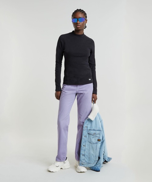 セール】SLIM RIB MOCK TOP/パネルデザインスリムリブモック