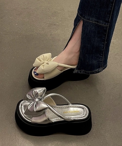 「新色追加」リボンサンダルレディース厚底靴