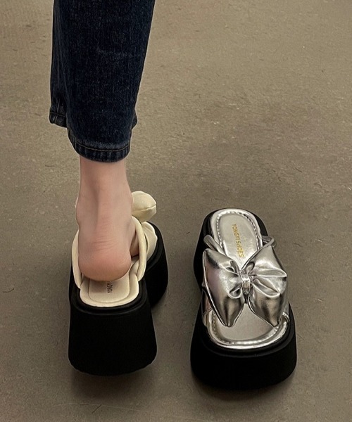 「新色追加」リボンサンダルレディース厚底靴