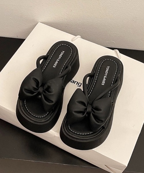 「新色追加」リボンサンダルレディース厚底靴