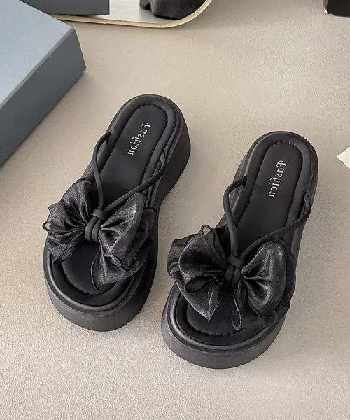 セール】「新色追加」リボンサンダルレディース厚底靴（サンダル