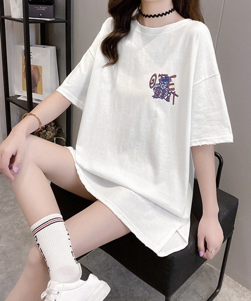 セール】プリントTシャツ チュニックロンt 半袖（Tシャツ
