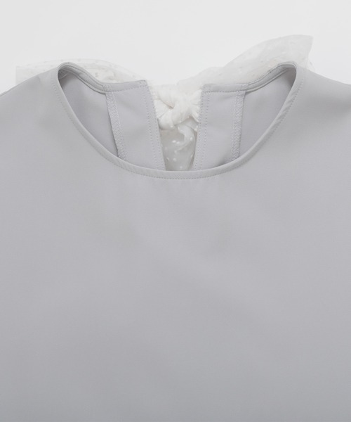 Fit more(フィットモア)の「ドットチュールリボンフレンチスリーブカットソー(Tシャツ/カットソー・レディース・ネイビー/ブルーグレー・FREE)」の13枚目の写真