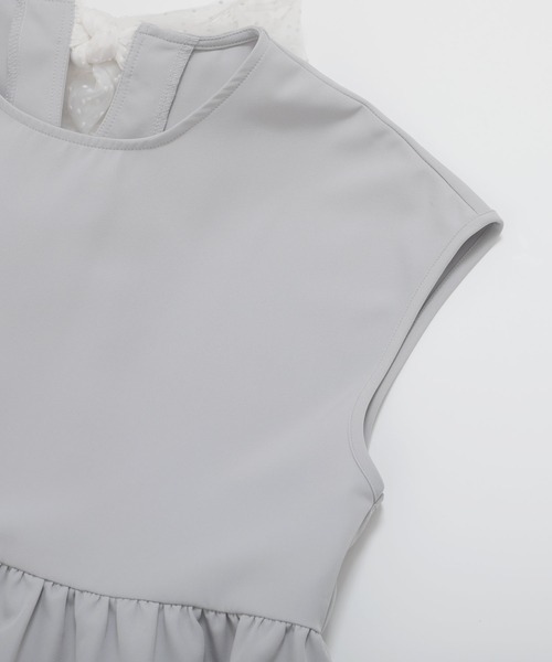 Fit more(フィットモア)の「ドットチュールリボンフレンチスリーブカットソー(Tシャツ/カットソー・レディース・ネイビー/ブルーグレー・FREE)」の15枚目の写真