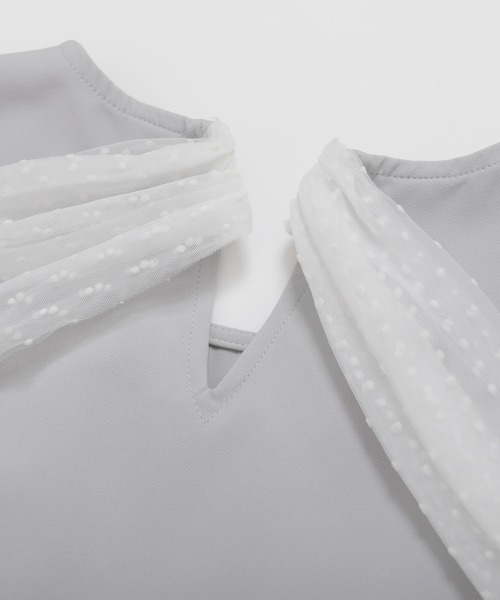 Fit more(フィットモア)の「ドットチュールリボンフレンチスリーブカットソー(Tシャツ/カットソー・レディース・ネイビー/ブルーグレー・FREE)」の17枚目の写真
