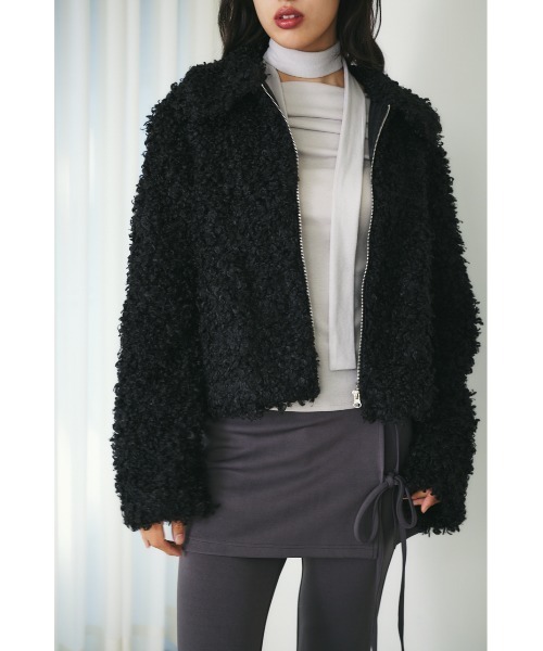 MIEL CRISHUNANT（ミエルクリシュナ）の「ビックカラーボアジャケット（ブルゾン・レディース・アイボリー/グレー/ブラック・FREE）」の17枚目の写真