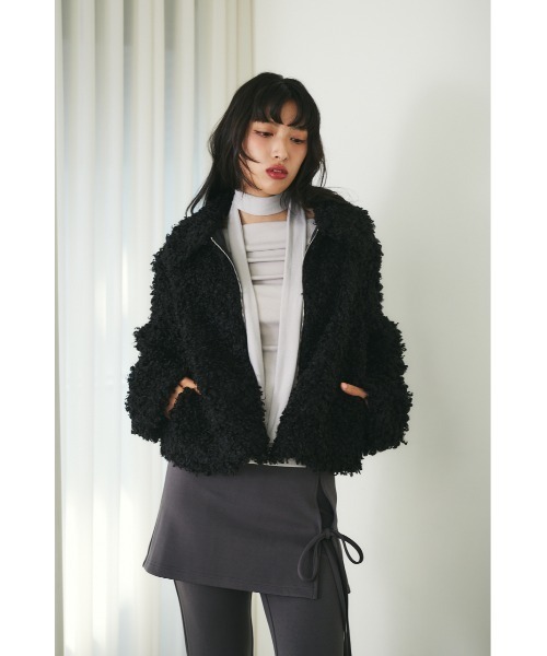 MIEL CRISHUNANT（ミエルクリシュナ）の「ビックカラーボアジャケット（ブルゾン・レディース・アイボリー/グレー/ブラック・FREE）」の19枚目の写真