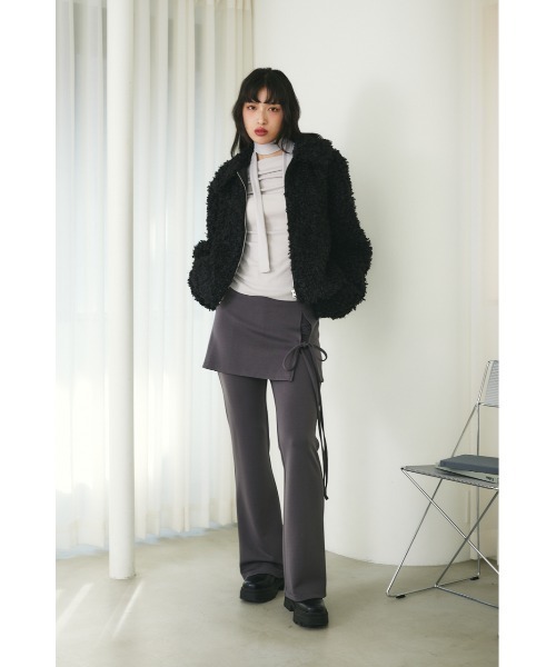 MIEL CRISHUNANT（ミエルクリシュナ）の「ビックカラーボアジャケット（ブルゾン・レディース・アイボリー/グレー/ブラック・FREE）」の21枚目の写真