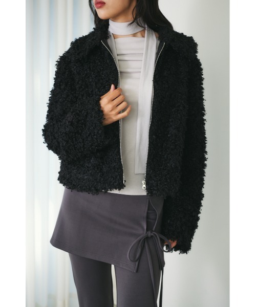 MIEL CRISHUNANT（ミエルクリシュナ）の「ビックカラーボアジャケット（ブルゾン・レディース・アイボリー/グレー/ブラック・FREE）」の22枚目の写真