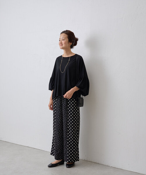 BEARDSLEY（ビアズリー）の「袖ギャザーシアーTee（Tシャツ/カットソー・レディース・ブラック/ホワイト・FREE）」の16枚目の写真